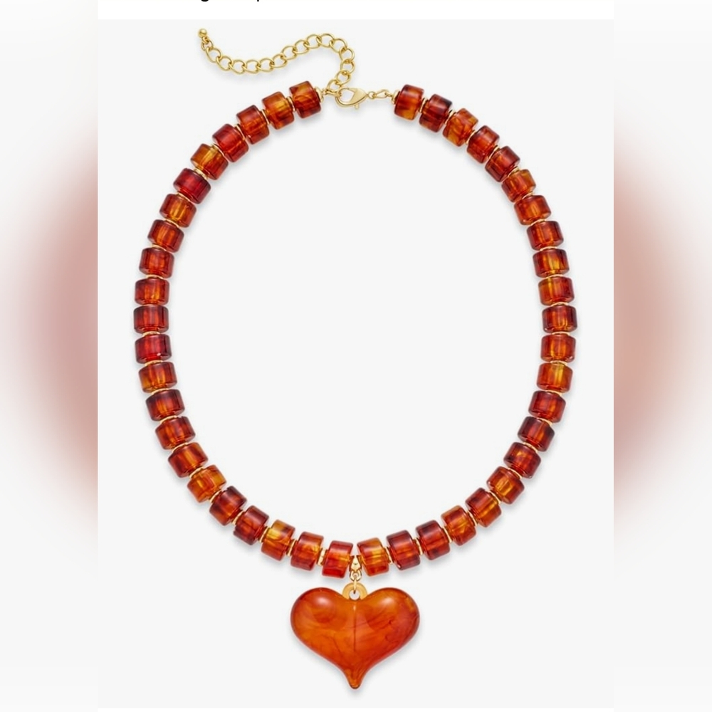 Amber Beaded‎ Heart Necklace